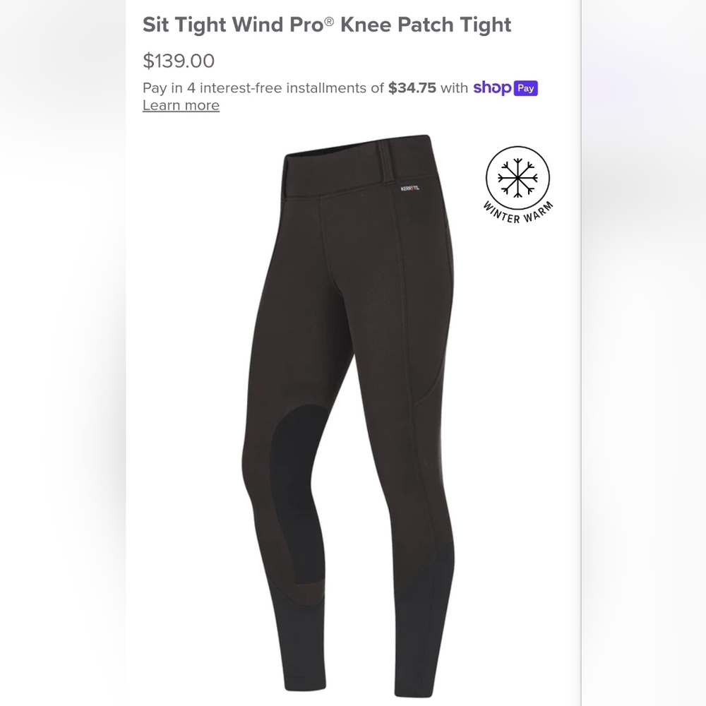 🤎 Kerrits Wind Pro Knee Patch Winter Riding Tights 2X